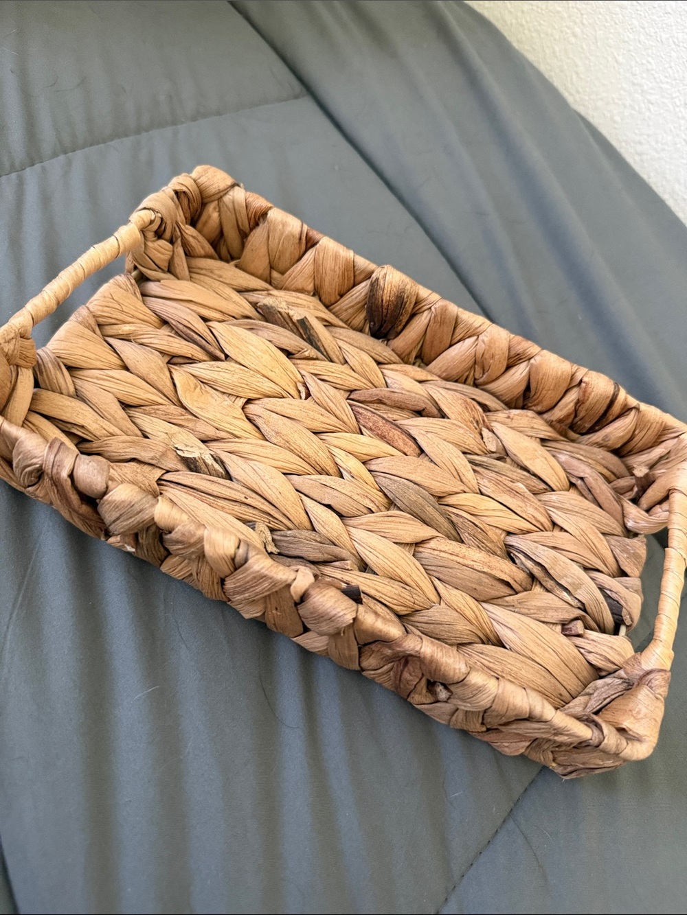 Woven Natural Seagrass Handled Tray - Rustic Basket